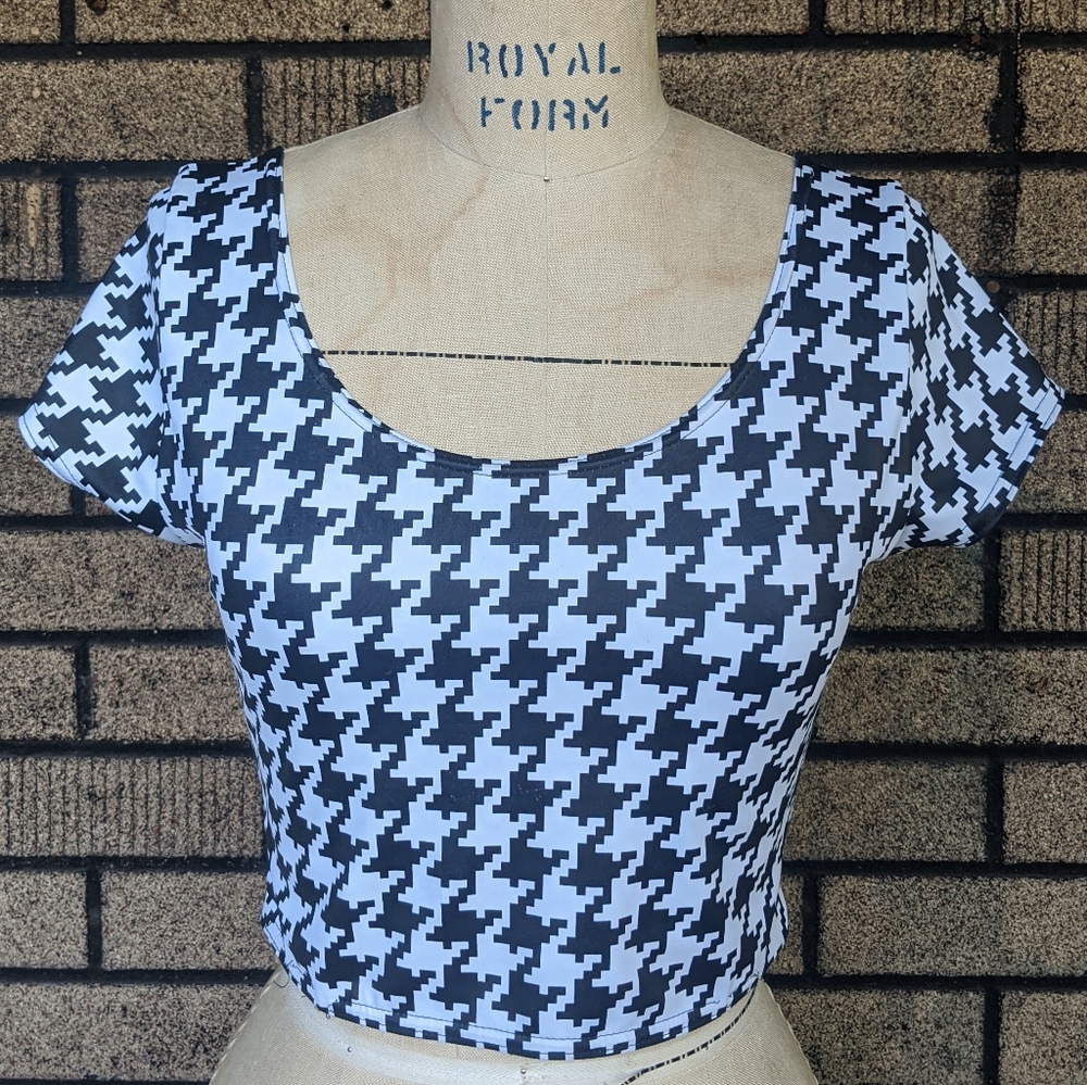 Black Milk houndstooth nana crop top swim M